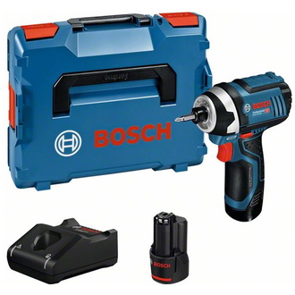 Bosch Akku-Drehschlagschrauber GDR 12V-105, incl. 2x Akku GBA 2 Ah, Schnellladegerät, L-BOXX