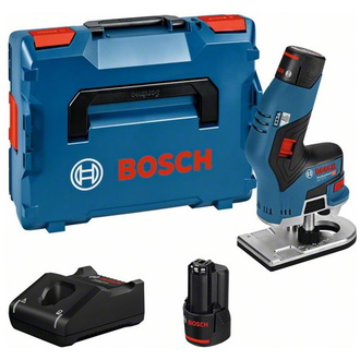 Bosch Akku-Kantenfräse GKF 12V-8, mit 2 x 3,0 Ah Li-Ion Akku, Ladegerät GAL, L-BOXX