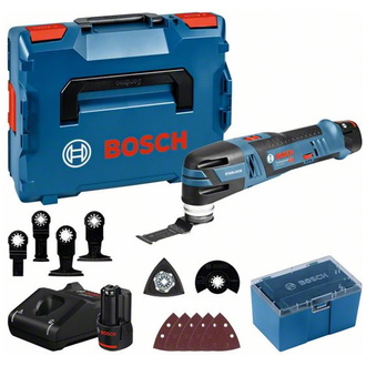 Bosch Akku-Multi-Cutter GOP 12V-28, incl. 2x Akku GBA 3 Ah, Schnellladegerät, Zubehör, L-BOXX