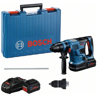 Bosch Akku-Bohrhammer BITURBO GBH 18V-34 CF, 2 x Akku, Ladegerät, Zubehör, Handwerkerkoffer