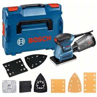 Bosch Schwingschleifer GSS 160 Multi, 3 x Schleifblatt C470, Zubehör, L-BOXX mit Einlage