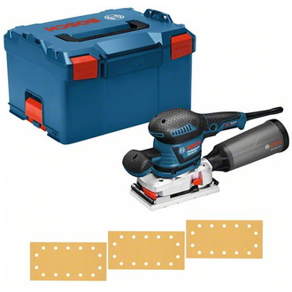 Bosch Schwingschleifer GSS 230 AVE, 3 x Schleifblatt C470, Zusatzhandgriff, L-BOXX