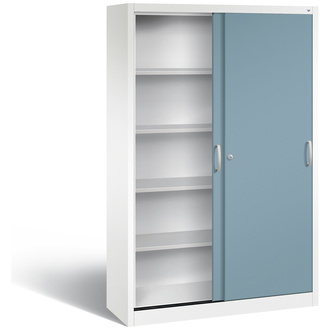 C+P Schiebetürenschrank Acurado-2000 1200 x 1950 x 400 verkehrsweiß/horizontblau, Modell 2040-00