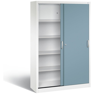 C+P Schiebetürenschrank Acurado-2000 1200 x 1950 x 400 verkehrsweiß/horizontblau, Modell 2040-200