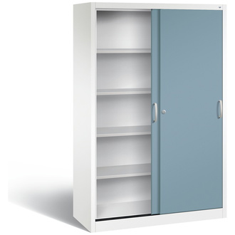 C+P Schiebetürenschrank Acurado-2000 1200 x 1950 x 500 verkehrsweiß/horizontblau, Modell 2050-00