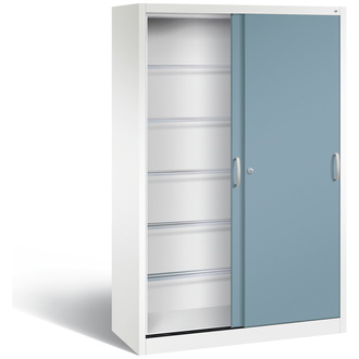 C+P Schiebetürenschrank Acurado-2000 1200 x 1950 x 500 verkehrsweiß/horizontblau, Modell 2050-60