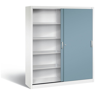 C+P Schiebetürenschrank Acurado-2000 1600 x 1950 x 400 verkehrsweiß/horizontblau, Modell 2140-00