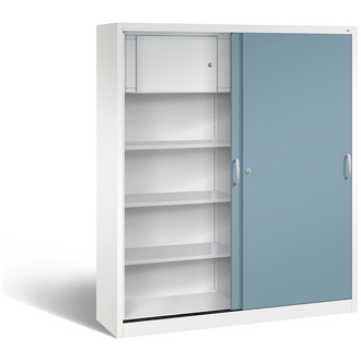 C+P Schiebetürenschrank Acurado-2000 1600 x 1950 x 400 verkehrsweiß/horizontblau, Modell 2140-100