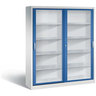 C+P Schiebetürenschrank Acurado-2000, 1600 x 1950 x 400 enzianblau/lichtgrau, Modell 2149-055