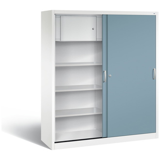 C+P Schiebetürenschrank Acurado-2000 1600 x 1950 x 500 verkehrsweiß/horizontblau, Modell 2150-100