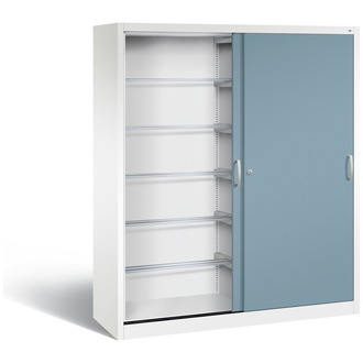 C+P Schiebetürenschrank Acurado-2000 1600 x 1950 x 500 verkehrsweiß/horizontblau, Modell 2150-60