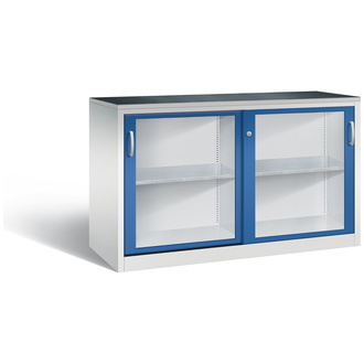 C+P Schiebetürenschrank Acurado-2000, 1600 x 1000 x 600 enzianblau/lichtgrau, Modell 2166-055