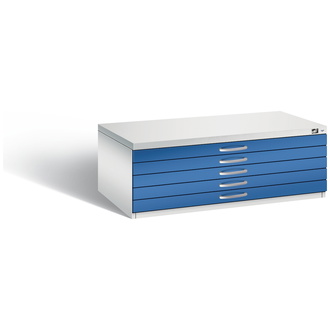 C+P Schubladenschrank Serie 7100_7200 1100 x 420 x 765 lichtgrau/enzianblau, Modell 7100-000