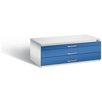 C+P Schubladenschrank Serie 7100_7200 1100 x 420 x 765 lichtgrau/enzianblau, Modell 7100-100