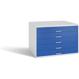 C+P Schubladenschrank Serie 7100_7200 1100 x 760 x 765 lichtgrau/enzianblau, Modell 7101-100