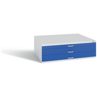 C+P Schubladenschrank Serie 7100_7200 1350 x 420 x 960 lichtgrau/enzianblau, Modell 7200-100