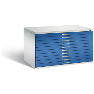 C+P Schubladenschrank Serie 7100_7200 1350 x 760 x 960 lichtgrau/enzianblau, Modell 7201-000