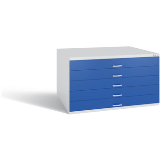 C+P Schubladenschrank Serie 7100_7200 1350 x 760 x 960 lichtgrau/enzianblau, Modell 7201-100