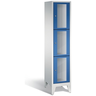 C+P Schließfachschrank Classic, 3 Fächer 420 x 1850 x 500 enzianblau/lichtgrau, Modell 8010A123