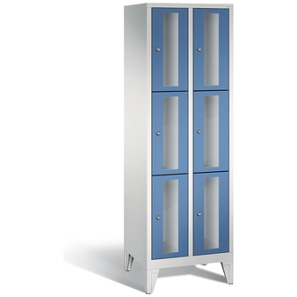 C+P Schließfachschrank Classic, 6 Fächer 610 x 1850 x 500 fernblau/lichtgrau, Modell 8010A203