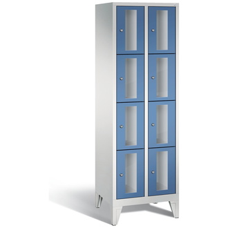 C+P Schließfachschrank Classic, 8 Fächer 610 x 1850 x 500 fernblau/lichtgrau, Modell 8010A204