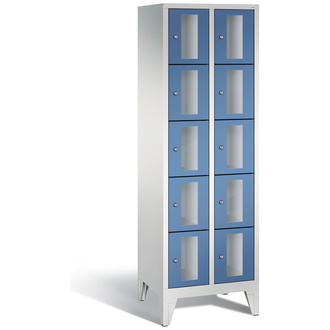 C+P Schließfachschrank Classic, 10 Fächer 610 x 1850 x 500 fernblau/lichtgrau, Modell 8010A205