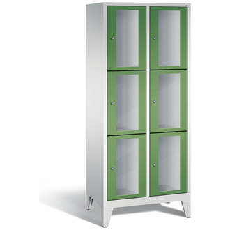 C+P Schließfachschrank Classic, 6 Fächer 810 x 1850 x 500 resedagrün/lichtgrau, Modell 8010A223