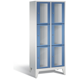 C+P Schließfachschrank Classic, 6 Fächer 810 x 1850 x 500 fernblau/lichtgrau, Modell 8010A223