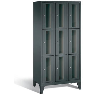 C+P Schließfachschrank Classic, 9 Fächer 900 x 1850 x 500 anthrazitgrau/anthrazitgrau, Modell 8010A303