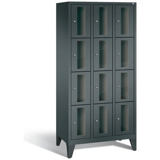 C+P Schließfachschrank Classic, 12 Fächer 900 x 1850 x 500 anthrazitgrau/anthrazitgrau, Modell 8010A304