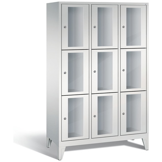 C+P Schließfachschrank Classic, 9 Fächer 1200 x 1850 x 500 lichtgrau/lichtgrau, Modell 8010A323