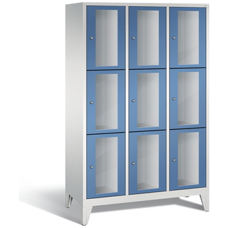 C+P Schließfachschrank Classic, 9 Fächer 1200 x 1850 x 500 fernblau/lichtgrau, Modell 8010A323