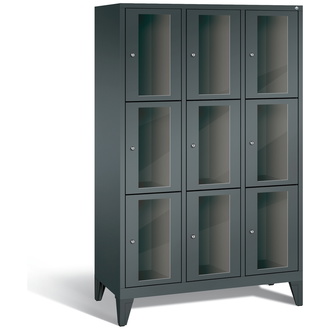 C+P Schließfachschrank Classic, 9 Fächer 1200 x 1850 x 500 anthrazitgrau/anthrazitgrau, Modell 8010A323