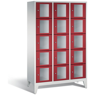 C+P Schließfachschrank Classic, 15 Fächer 1200 x 1850 x 500 rubinrot/lichtgrau, Modell 8010A325