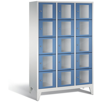 C+P Schließfachschrank Classic, 15 Fächer 1200 x 1850 x 500 fernblau/lichtgrau, Modell 8010A325