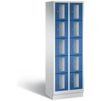 C+P Schließfachschrank Classic, 10 Fächer 610 x 1800 x 500 enzianblau/lichtgrau, Modell 8020A205