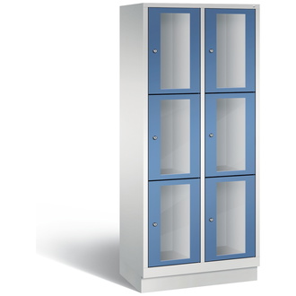 C+P Schließfachschrank Classic, 6 Fächer 810 x 1800 x 500 fernblau/lichtgrau, Modell 8020A223