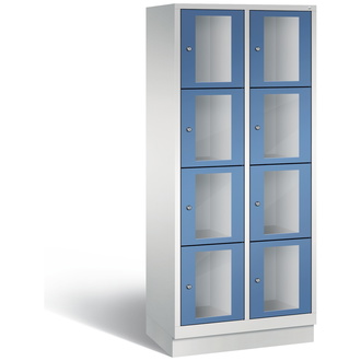 C+P Schließfachschrank Classic, 8 Fächer 810 x 1800 x 500 fernblau/lichtgrau, Modell 8020A224