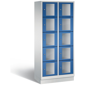 C+P Schließfachschrank Classic, 10 Fächer 810 x 1800 x 500 enzianblau/lichtgrau, Modell 8020A225