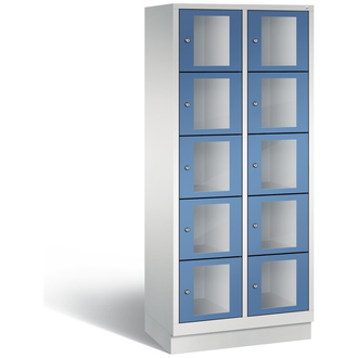 C+P Schließfachschrank Classic, 10 Fächer 810 x 1800 x 500 fernblau/lichtgrau, Modell 8020A225