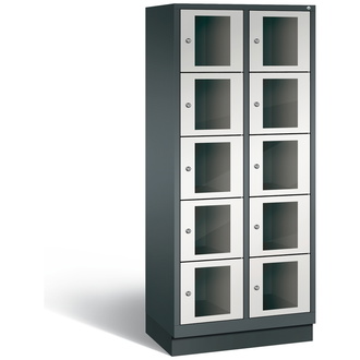 C+P Schließfachschrank Classic, 10 Fächer 810 x 1800 x 500 lichtgrau/anthrazitgrau, Modell 8020A225