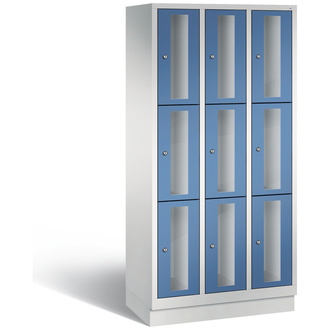 C+P Schließfachschrank Classic, 9 Fächer 900 x 1800 x 500 fernblau/lichtgrau, Modell 8020A303