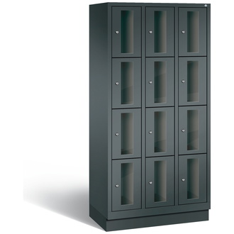 C+P Schließfachschrank Classic, 12 Fächer 900 x 1800 x 500 anthrazitgrau/anthrazitgrau, Modell 8020A304