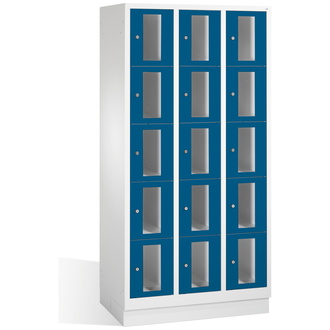 C+P Schließfachschrank Classic, 15 Fächer 900 x 1800 x 500 enzianblau/lichtgrau, Modell 8020A305