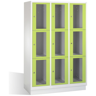 C+P Schließfachschrank Classic, 9 Fächer 1200 x 1800 x 500 viridingrün/lichtgrau, Modell 8020A323