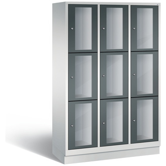 C+P Schließfachschrank Classic, 9 Fächer 1200 x 1800 x 500 anthrazitgrau/lichtgrau, Modell 8020A323