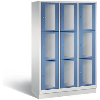 C+P Schließfachschrank Classic, 9 Fächer 1200 x 1800 x 500 fernblau/lichtgrau, Modell 8020A323