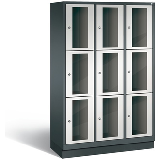 C+P Schließfachschrank Classic, 9 Fächer 1200 x 1800 x 500 lichtgrau/anthrazitgrau, Modell 8020A323