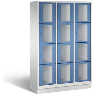 C+P Schließfachschrank Classic, 12 Fächer 1200 x 1800 x 500 fernblau/lichtgrau, Modell 8020A324