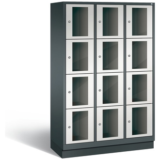 C+P Schließfachschrank Classic, 12 Fächer 1200 x 1800 x 500 lichtgrau/anthrazitgrau, Modell 8020A324